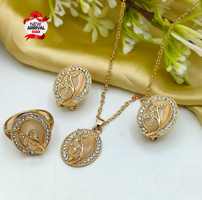 New Beautiful Fancy Gold &amp; Silver long Chain 3pcs Locket set 4 Girls 💥