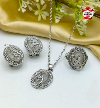 New Beautiful Fancy Gold &amp; Silver long Chain 3pcs Locket set 4 Girls 💥