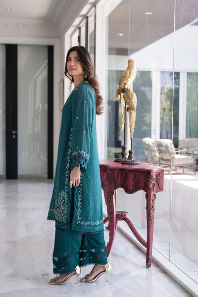 SS24DA-2404 GREEN 2PCS EMBROIDERED KURTA WITH TROUSER