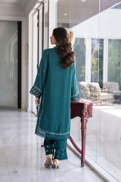 SS24DA-2404 GREEN 2PCS EMBROIDERED KURTA WITH TROUSER