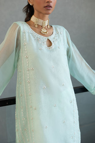 DA-2139 GREEN EMBROIDERED KURTA