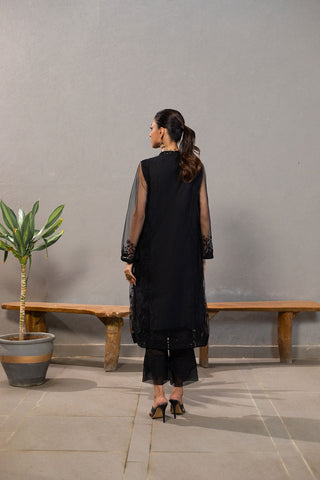 SS24DA-2221 BLACK EMBROIDERED KURTA