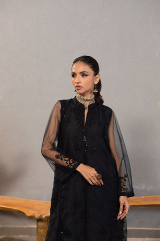 SS24DA-2221 BLACK EMBROIDERED KURTA