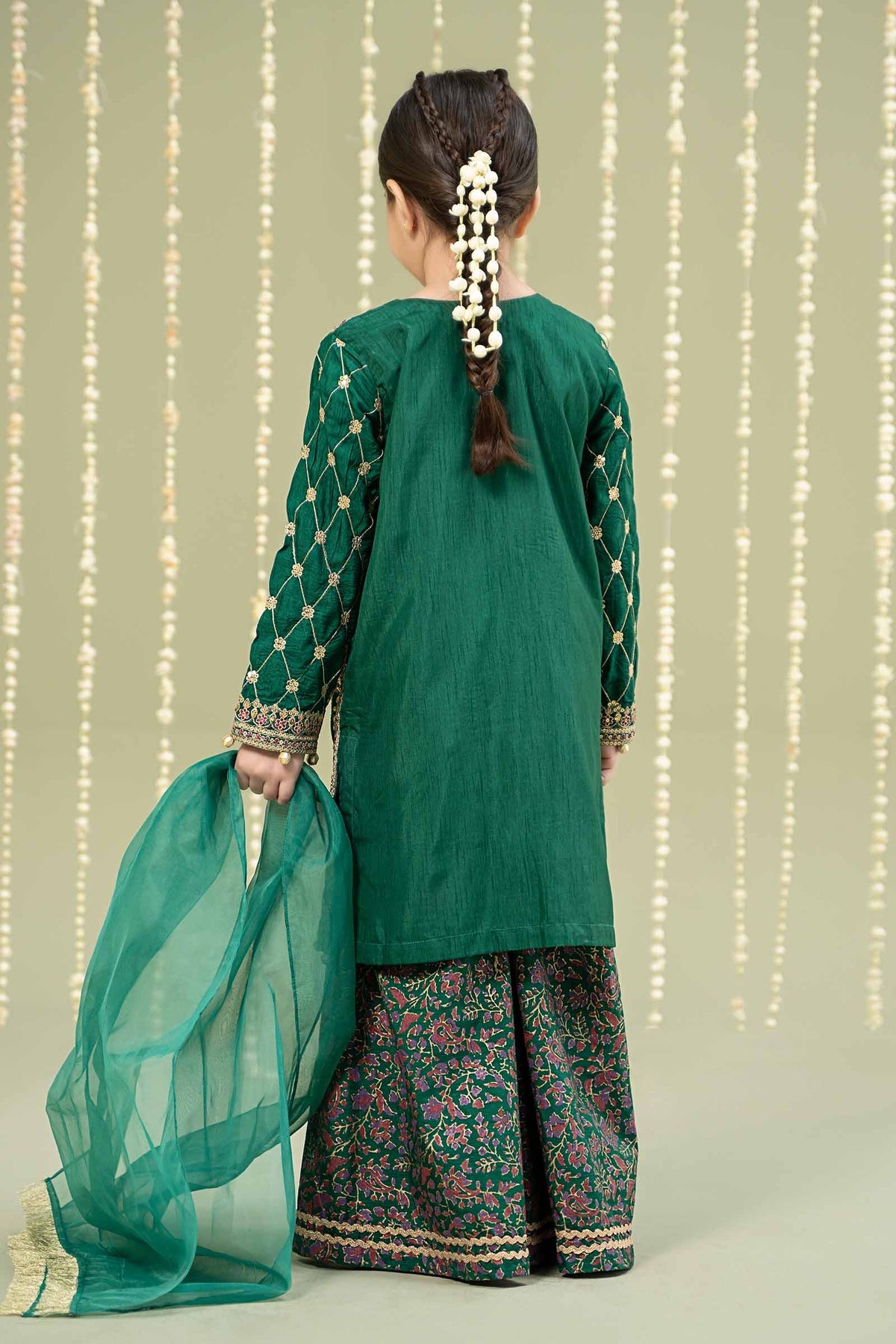 3 Piece Embroidered Raw Silk Suit