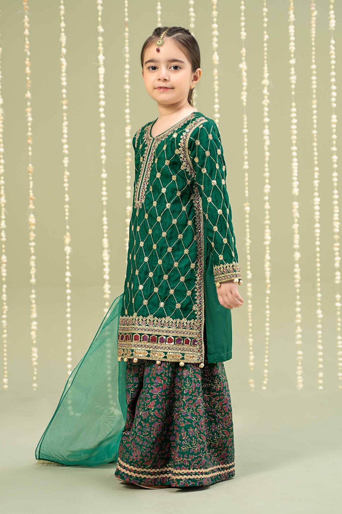 3 Piece Embroidered Raw Silk Suit