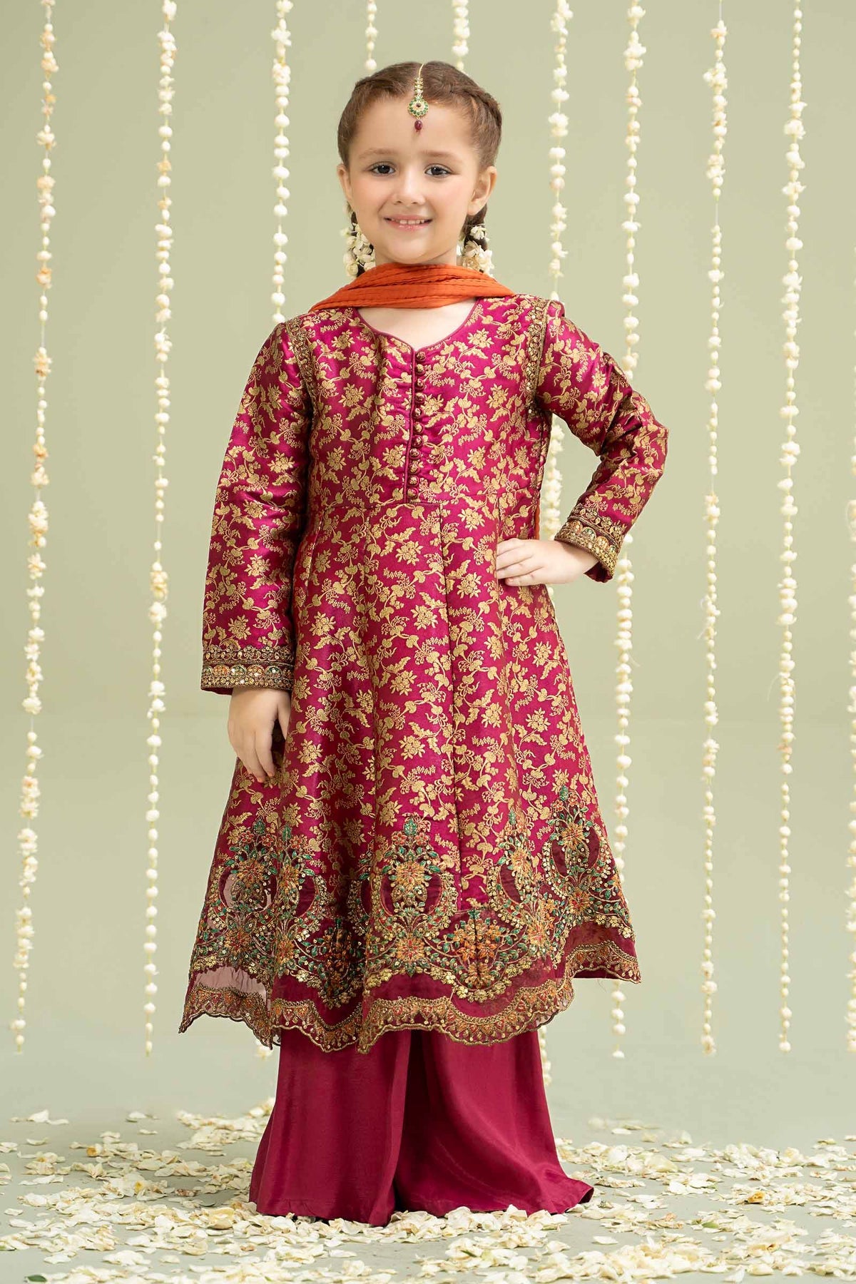 3 Piece Embroidered Jamawar Suit | MKS-W24-30