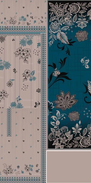 chilman digital print beige & teal floral lawn suit – elegant printed 3 piece unstitched collection