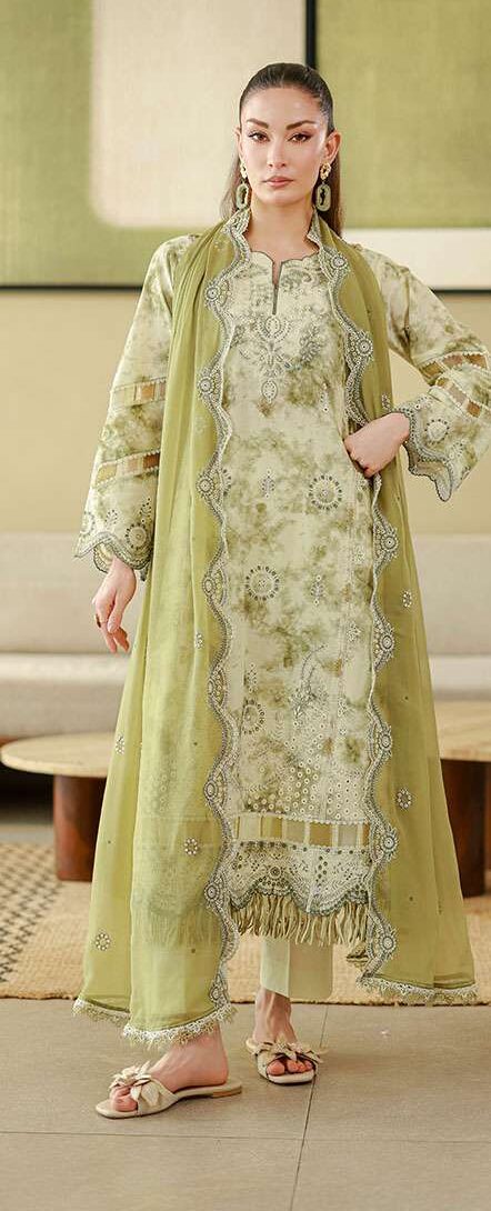 zellbury olive green digital printed embroidered cotton lawn 3 piece suit with bamber chiffon dupatta & dyed trouser zellbury olive green digital printed embroidered cotton lawn 3 piece suit with bamber chiffon dupatta & dyed trouser
