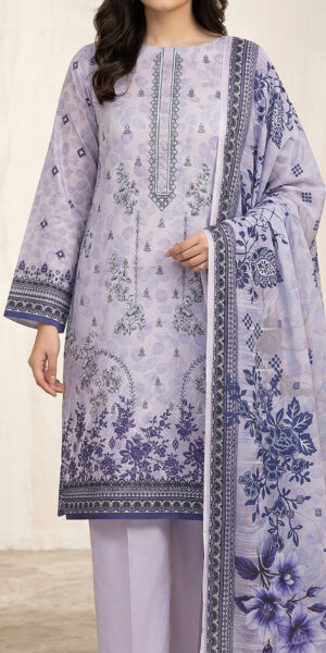 ht brand lavender printed lawn 3 piece suit with dupatta – elegant women’s summer collection