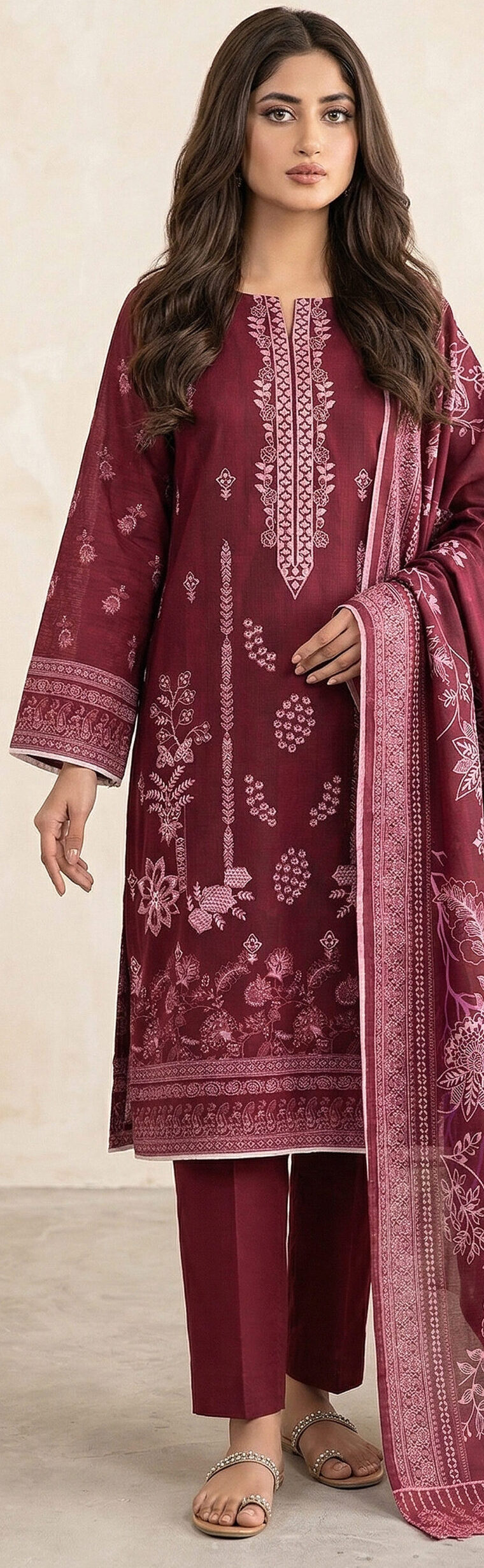ht brand maroon printed lawn suit for women – elegant 3 piece ethnic dress with dupatta & trouser ht brand maroon printed lawn suit for women – elegant 3 piece ethnic dress with dupatta & trouser