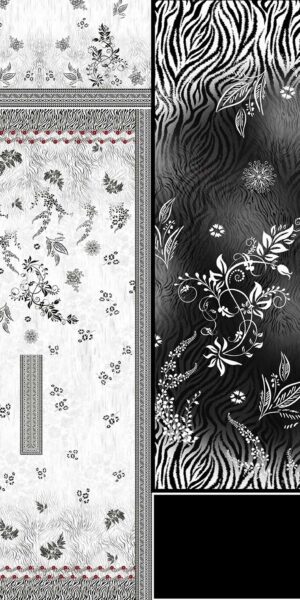 chilman digital print black & white floral lawn suit for women – premium unstitched 3 piece with printed dupatta