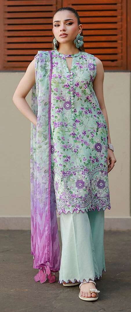 zellbury mint green floral digital printed embroidered cotton lawn 3 piece suit with bamber chiffon dupatta & dyed trouser zellbury mint green floral digital printed embroidered cotton lawn 3 piece suit with bamber chiffon dupatta & dyed trouser