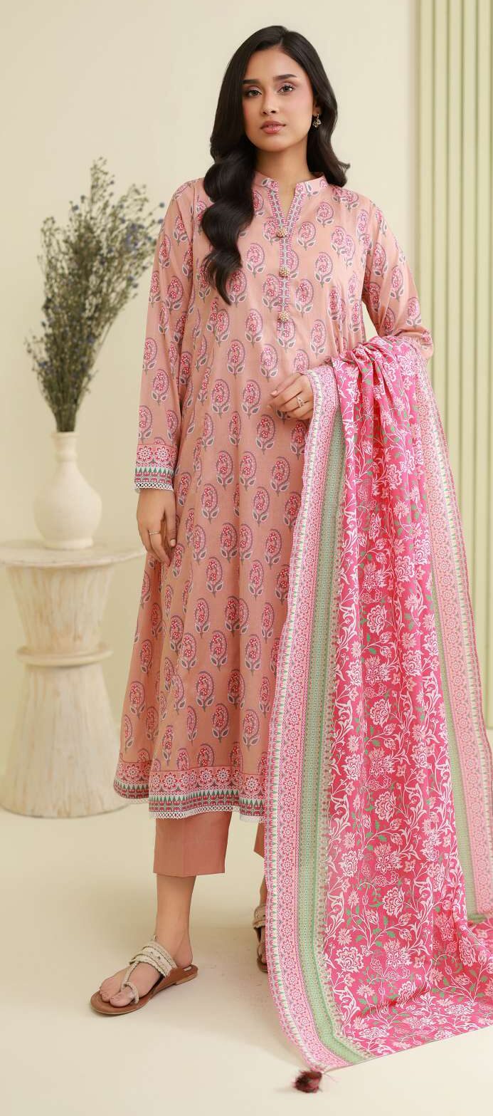 zellbury peach & pink digital printed lawn 3 piece suit with floral dupatta & dyed cambric trouser – summer casual wear zellbury peach & pink digital printed lawn 3 piece suit with floral dupatta & dyed cambric trouser – summer casual wear