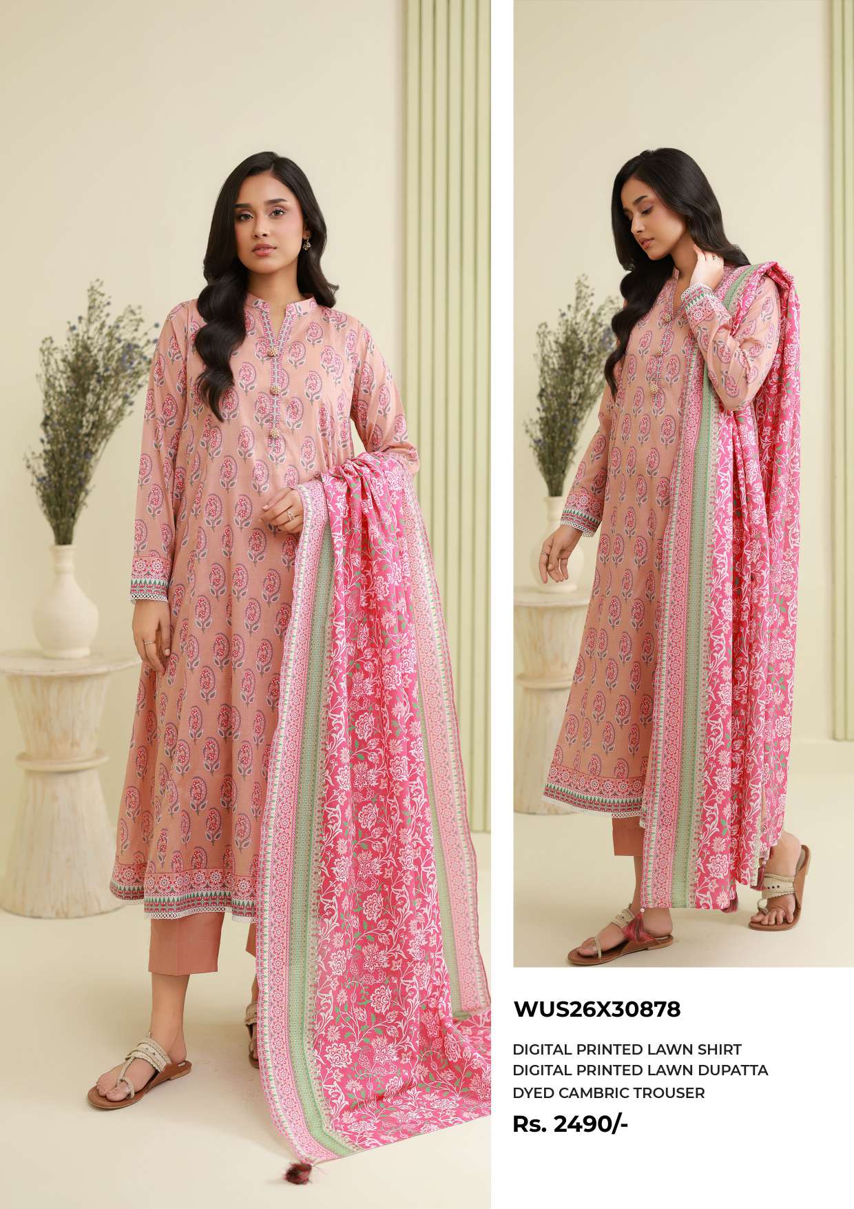 zellbury peach & pink digital printed lawn 3 piece suit with floral dupatta & dyed cambric trouser – summer casual wear zellbury peach & pink digital printed lawn 3 piece suit with floral dupatta & dyed cambric trouser – summer casual wear