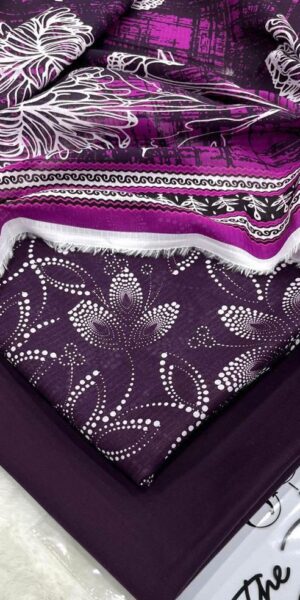 ib print purple & magenta abstract floral lawn suit for women – premium unstitched summer dress with printed dupatta
