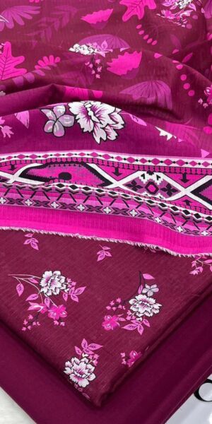 ib print premium magenta floral printed lawn suit with dupatta – elegant summer collection