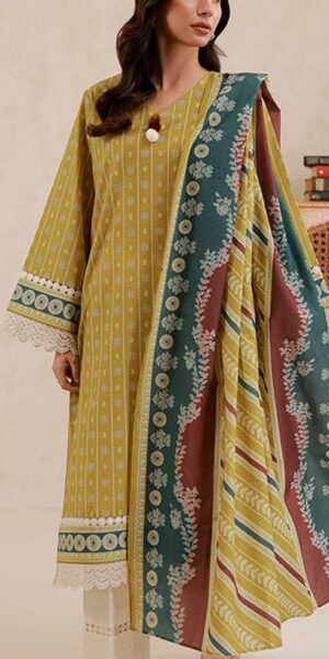 zellbury mustard digital printed lawn 2 piece suit with printed dupatta – summer casual wear